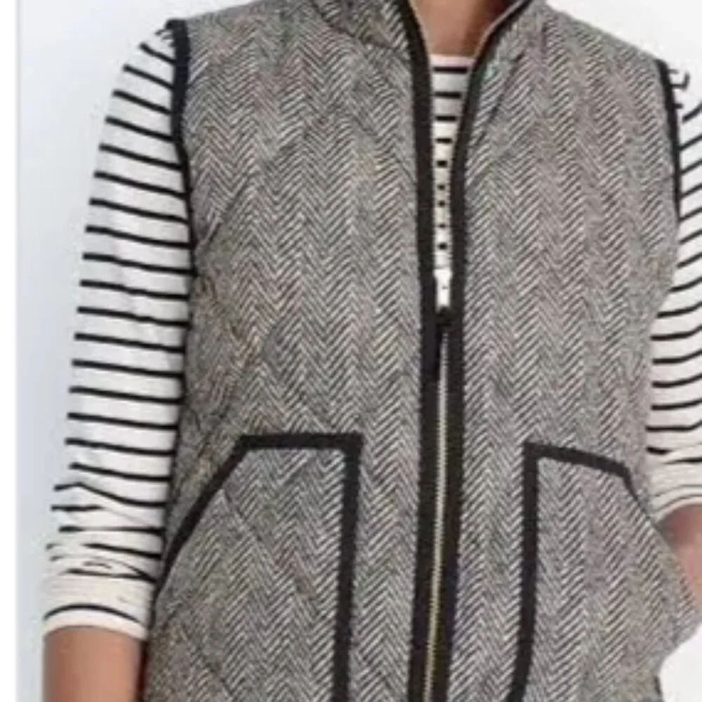 J Crew Excursion Puffer Down Herringbone‎ Vest Women's Small.